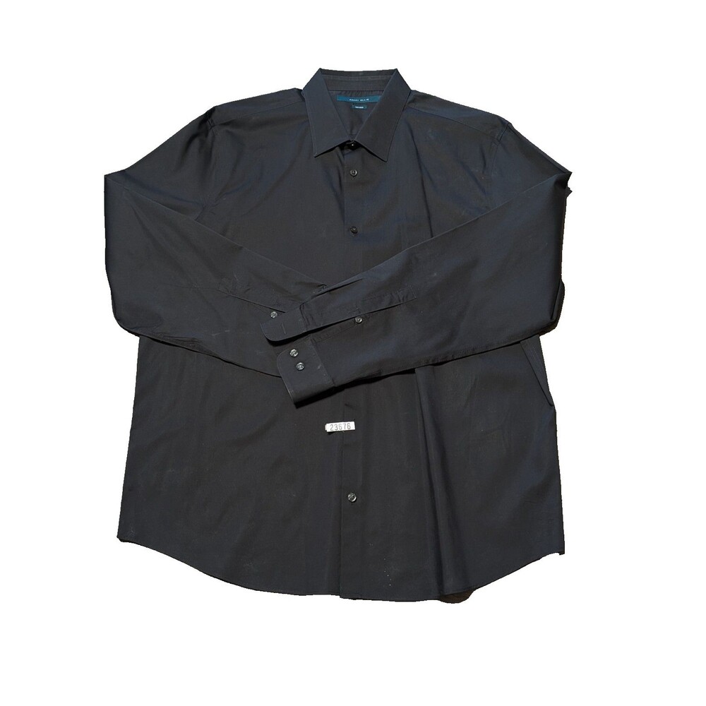 Perry Ellis Men's XL Black Button Down Dress Shirt Non Iron Cotton Long Sleeve